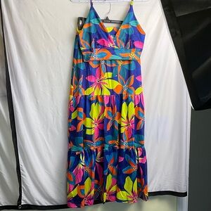 Vibrant Floral Midi Skirt With Mat hing Cropped Top